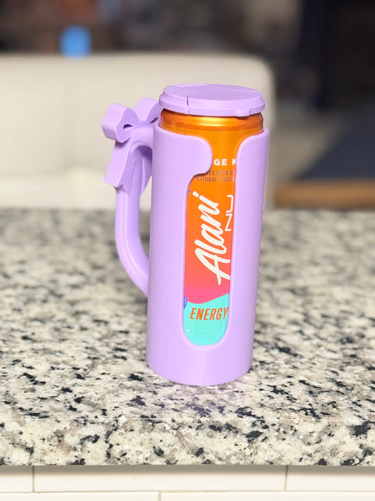 Slim can holder with bow and lid protector